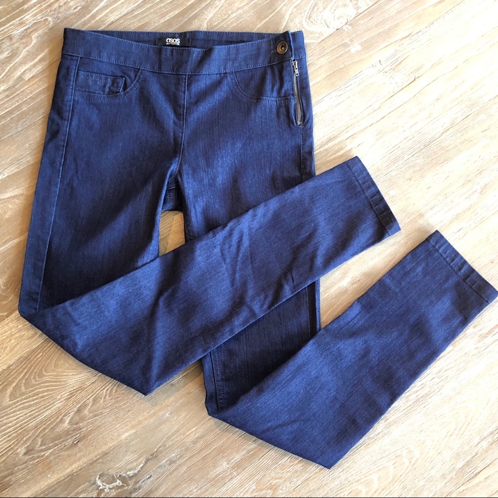 ASOS skinny jeans with side zipper and button sz 8